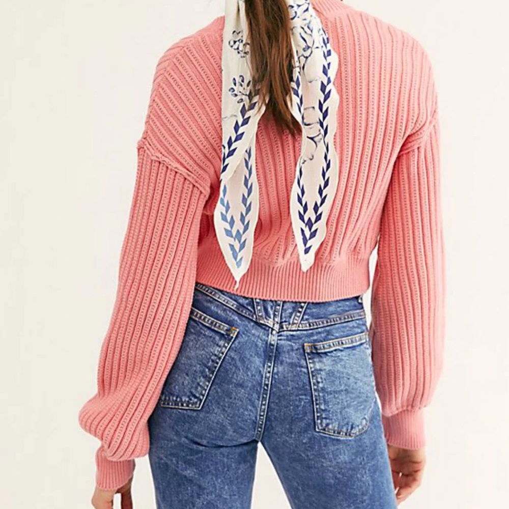 Free people all yours knit cardigan in pink - Picture 2 of 9